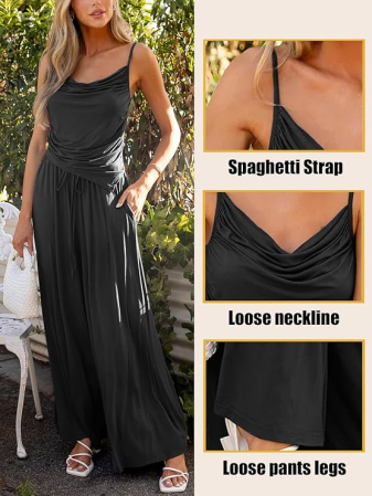 Costum casual pentru femei, subtire, respirabil, negru XL [4]