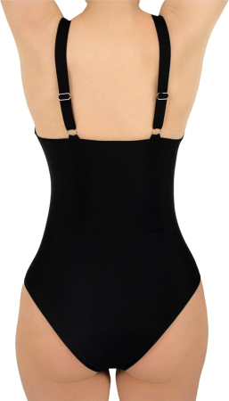 Costum de Baie negru Damă Întreg, Negru, Drapat, Efect Modelator, Uscare Rapidă, M [1]