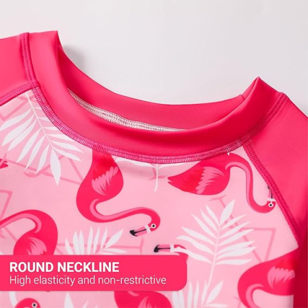 Costum de baie din 2 bucati pentru fete, roz cu model 120 cm [2]