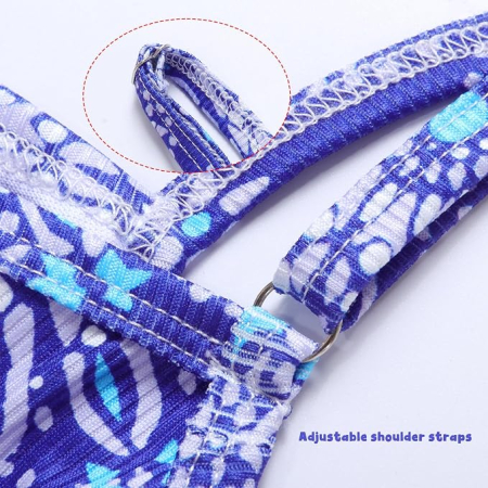 Costum de baie din 3 piese pentru fete, albastru cu model 130 cm [3]