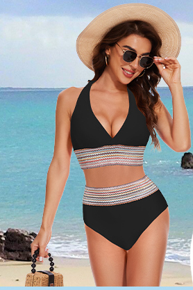 Costum de baie din2 bucati pentru femei, Negru S [4]
