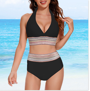 Costum de baie din2 bucati pentru femei, Negru S [3]