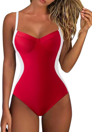 COSTUME BAIE FEMEI - Costum de baie dintr-o bucata pentru femei, rosu/alb M