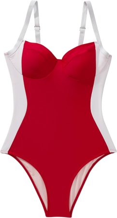 Costum de baie dintr-o bucata pentru femei, rosu/alb M [3]