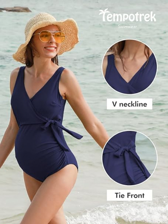 Costum de baie dintr-o bucata pentru femei insarcinate, albastru, marimea S [3]