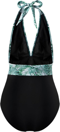 Costum de baie dintr-o bucata pentru femei, negru/verde M [4]