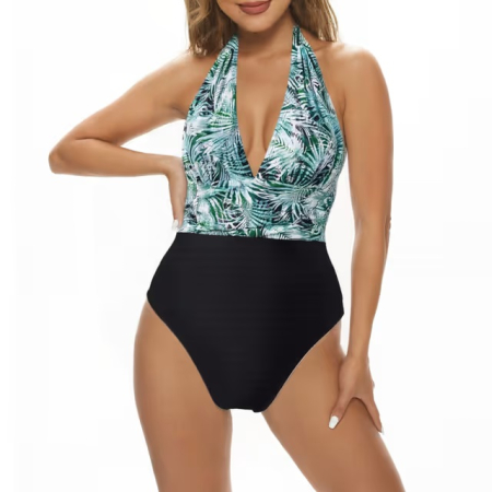 COSTUME BAIE FEMEI - Costum de baie dintr-o bucata pentru femei, negru/verde S