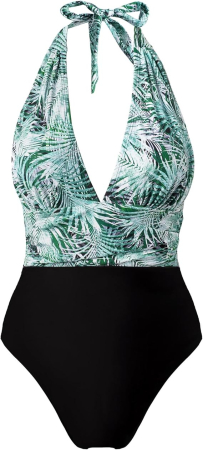 Costum de baie dintr-o bucata pentru femei, negru/verde S [3]