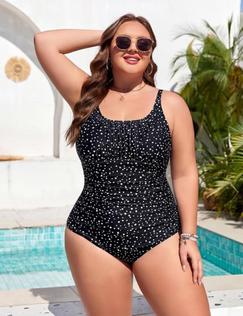 Costum de Baie Întreg Damă Plus Size – Nina Carter, Talie cu Efect Modelator, Bretele Ajustabile, XL / 42 [3]
