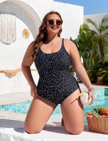 Costum de Baie Întreg Damă Plus Size – Nina Carter, Talie cu Efect Modelator, Bretele Ajustabile, XL / 42 [4]