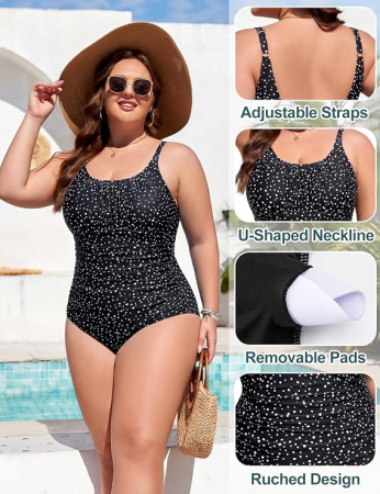 Costum de Baie Întreg Damă Plus Size – Nina Carter, Talie cu Efect Modelator, Bretele Ajustabile, XL / 42 [6]
