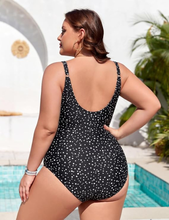 Costum de Baie Întreg Damă Plus Size – Nina Carter, Talie cu Efect Modelator, Bretele Ajustabile, XL / 42 [5]