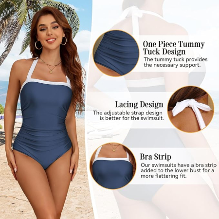Costum de baie dintr-o bucata pentru femei, albastru S [2]