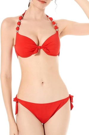 Costum de baie femei din 2 piese ajustabile rosu M [6]