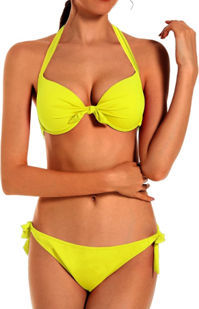 COSTUME BAIE FEMEI - Costum de baie femei din 2 piese ajustabile galben XL