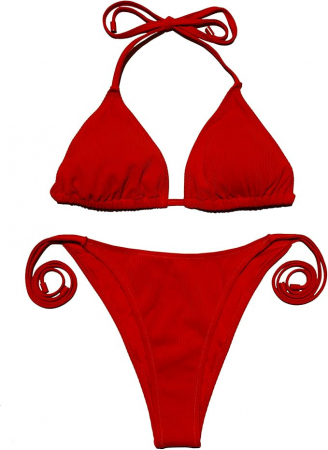 Costum de baie femei din 2 piese rosu XS [4]