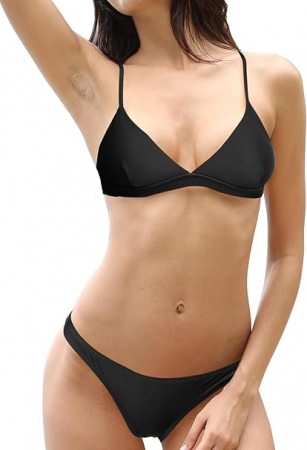 COSTUME BAIE FEMEI - Costum de baie femei din 2 piese negru triunghi XL