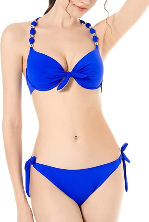 Costum de baie femei din 2 piese ajustabile albastru M [1]