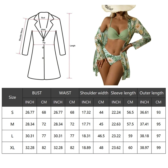 Costum de baie femei din 2 piese verde/roz L cu esarfa subtire verde cu flori [1]