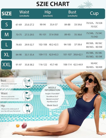 Costum de baie femei dintr-o bucata, cu control al abdomenului,  albastru M [5]