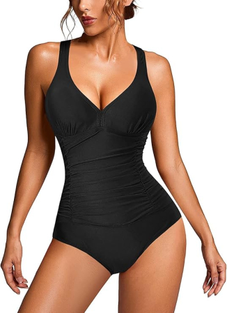 COSTUME BAIE FEMEI - Costum de baie femei dintr-o bucata, cu control al abdomenului,  Negru S