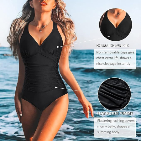 Costum de baie femei dintr-o bucata, cu control al abdomenului,  Negru S [1]