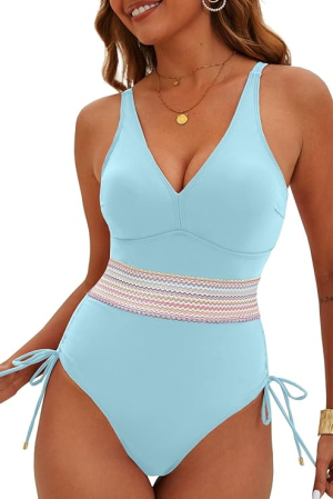 COSTUME BAIE FEMEI - Costum de baie femei dintr-o bucata, cu control al abdomenului,  albastru L