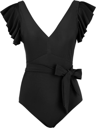 Costum de baie femei dintr-o bucata, cu decolteu în V, Roz 2XL [2]