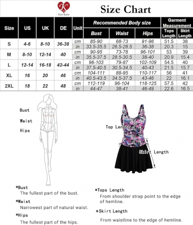 Costum de baie femei dintr-o bucata, cu fusta, negru/multicolor S [4]