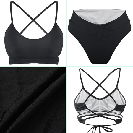 Costum de baie decupat din 2 bucati pentru femei, negru 2XL [6]