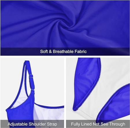 Costum de baie pentru femei, control al abdomenului, albastru,  2XL [5]