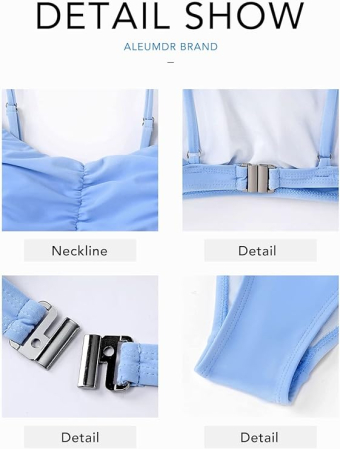 Costum de baie talie inalta din 2 bucati pentru femei, negru XL [4]