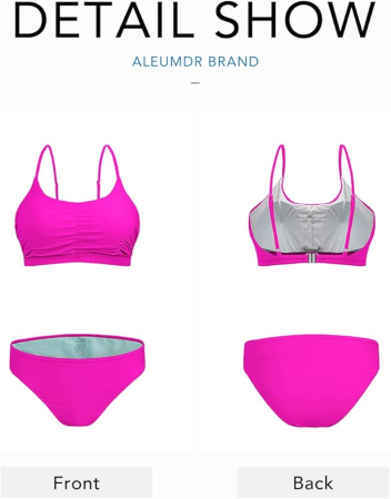 Costum de baie talie inalta din 2 bucati pentru femei, Albastru XL [2]