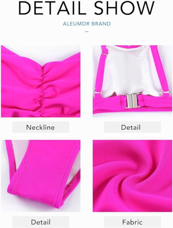 Costum de baie talie inalta din 2 bucati pentru femei, Verde XL [3]