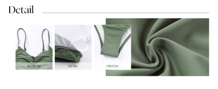 Costum de baie talie inalta din 2 bucati pentru femei, Verde XL [1]