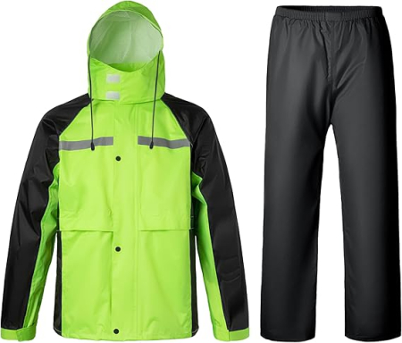 Imbracaminte protectia muncii - Costum de muca verde/negru impermeabil pentru bărbați, jachetă și pantaloni reflectorizante, rezistente la vânt  XXL