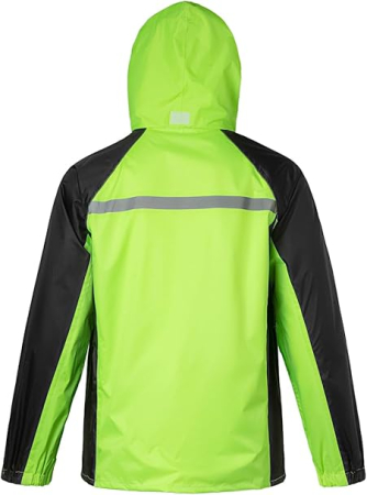 Costum de muca verde/negru impermeabil pentru bărbați, jachetă și pantaloni reflectorizante, rezistente la vânt  XXL [2]