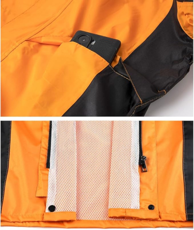Costum de muca portocaliu/negru impermeabil pentru bărbați, jachetă și pantaloni reflectorizante, rezistente la vânt  XXL [4]