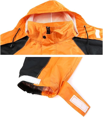Costum de muca portocaliu/negru impermeabil pentru bărbați, jachetă și pantaloni reflectorizante, rezistente la vânt  XXL [3]