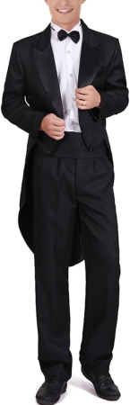 Imbracaminte protectia muncii - Costum bărbătesc elegant Slim Fit, sacou cu rever crestat, pantaloni, papion, 3 piese, pentru evenimente XS