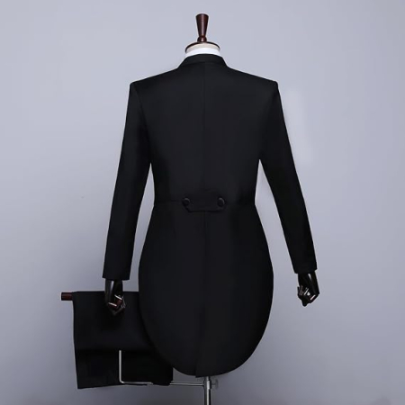 Costum bărbătesc elegant Slim Fit, sacou cu rever crestat, pantaloni, papion, 3 piese, pentru evenimente XS [5]