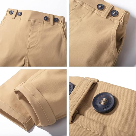 Costum roz/kaki lejer pentru baieti, ideal evenimente, 2 piese, 1-2 ani, 90 cm [5]