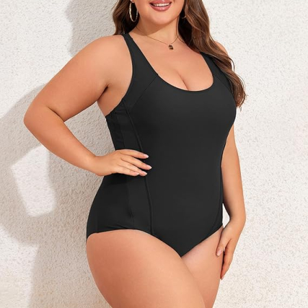 Costum negru de baie dintr-o bucata pentru femei, elastic, cu uscare rapida, control abdomen, 2XL 46 [2]