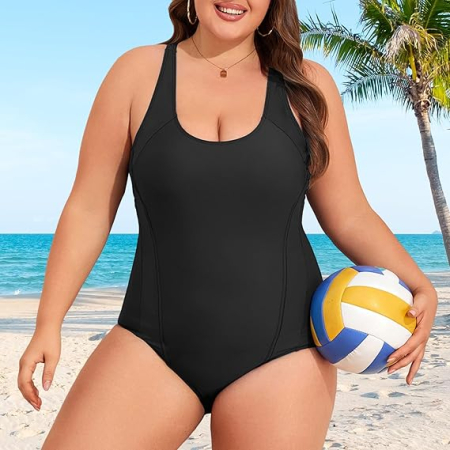 Costum negru de baie dintr-o bucata pentru femei, elastic, cu uscare rapida, control abdomen, 2XL 44 [4]