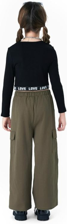 Costum pantaloni largi si top negru pentru fete 11-12 ani, 146-152cm [2]