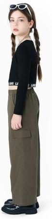 Costum pantaloni largi si top negru pentru fete 9-10 ani 134-140cm [1]