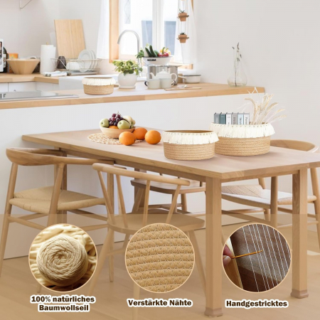 Cosuri de depozitare din funie impletita -set 3 buc mare (25 cm x 14 cm), mediu (21 cm x 10 cm) și mic (18 cm x 8 cm) [4]