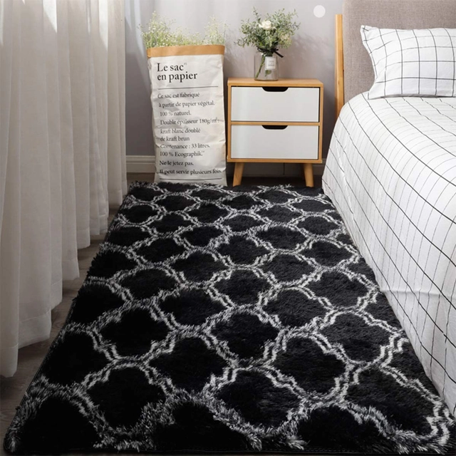 covoare si presuri - Covor moale, Plush, pufos, negru 80 x 200 cm