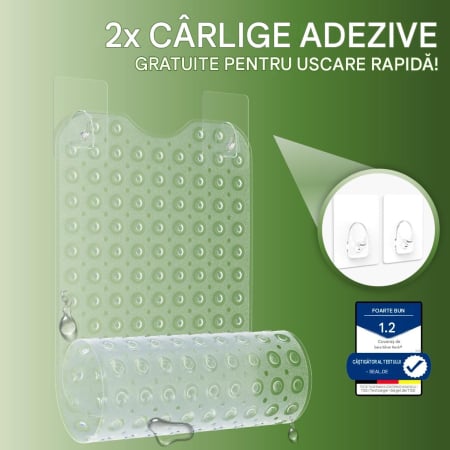 Covoraș de duș anti-alunecare 40x100 cm, cu 200 ventuze, albastru transparent [4]