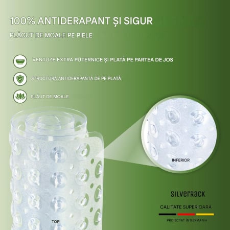 Covoraș de duș anti-alunecare 40x100 cm, cu 200 ventuze, albastru transparent [2]
